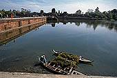 Angkor Wat temple, the water filled moat that surrounds the temple. 